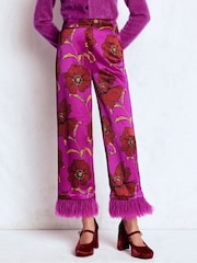 Boden Faux Feather Trim Trousers - Imagen 1 de 4