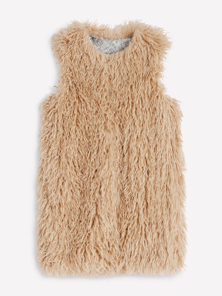 Boden Cream Faux Fur Long Gilet - Image 5 of 5 Boden Cream Faux Fur Long Gilet - Image 5 of 5