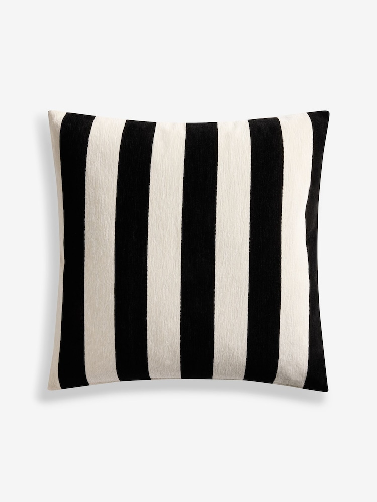 Black/White 59 x 59cm Chenille Stripe Cushion - Image 1 of 4