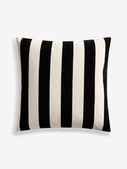 Black/White 59 x 59cm Chenille Stripe Cushion - Image 3 of 4