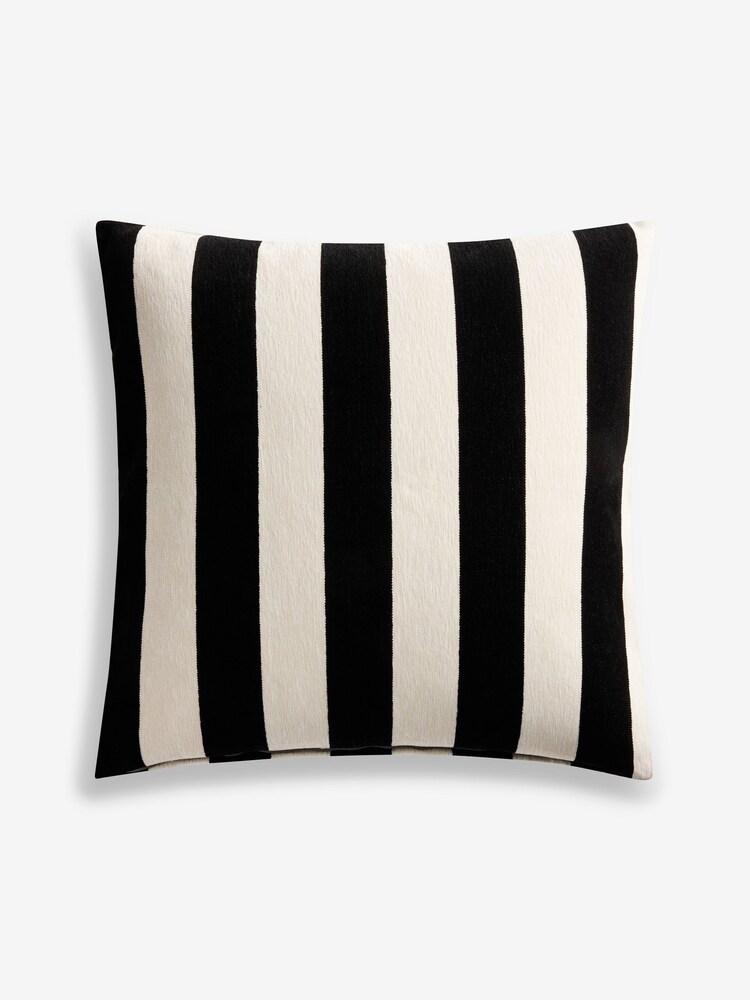 Black/White 59 x 59cm Chenille Stripe Cushion - Image 4 of 4