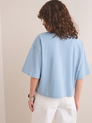 Blue Embellished Paisley Short Sleeve Crew Neck T-Shirt - Image 4 of 7
