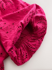 Pink Broderie Volume Sleeve Tie Back Top - Image 8 of 8