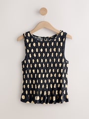 Black/Neutral Spot Shirred Top - Image 1 of 3