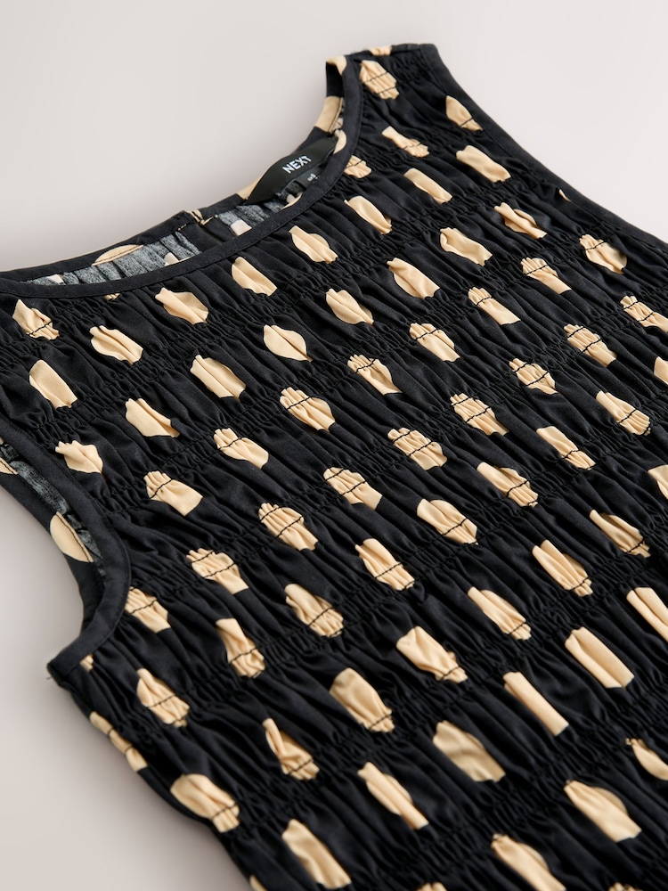 Black/Neutral Spot Shirred Top - Image 2 of 3