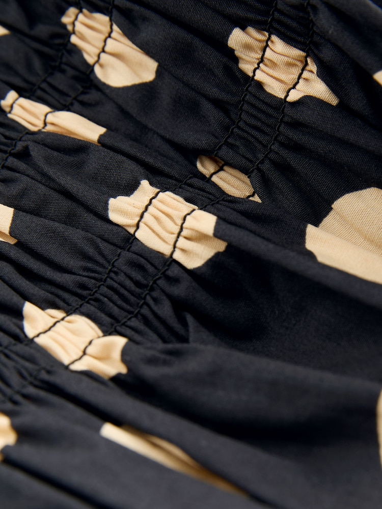 Black/Neutral Spot Shirred Top - Image 3 of 3