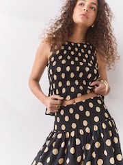 Black/Yellow Spot Shirred Top - Image 4 of 7