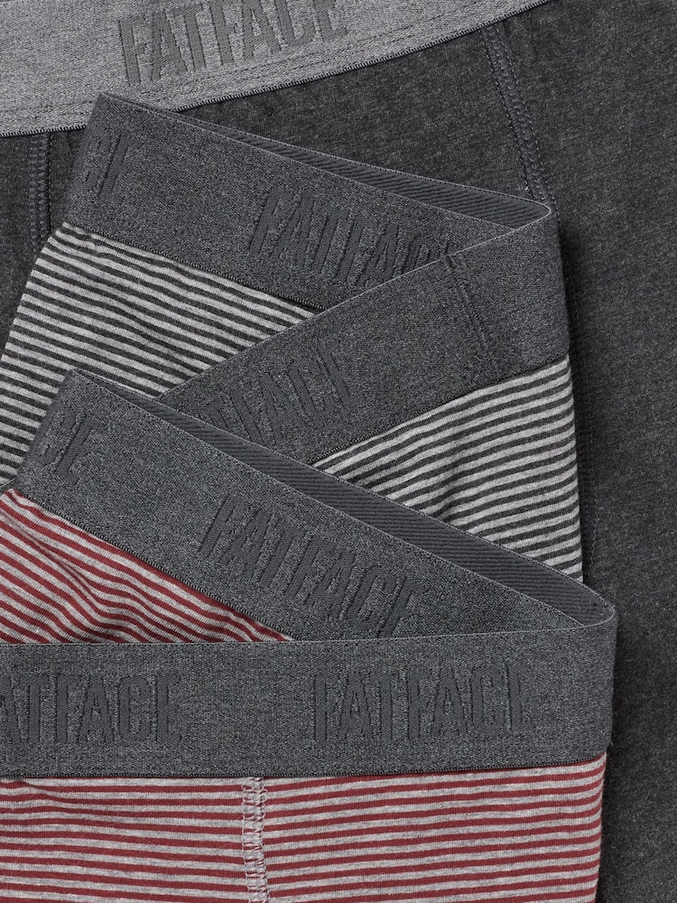FatFace 3 Pack Grey/Striped/Red Boxers - Image 3 of 3 FatFace 3 Pack Grey/Striped/Red Boxers - Image 3 of 3