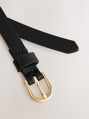 Black/Gold Tone Skinny Leather Belt - Image 4 of 5