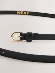 Black/Gold Tone Skinny Leather Belt - Image 5 of 5
