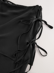 Black Mesh Wide Leg Trousers With Skirt Overlay - Image 5 of 6