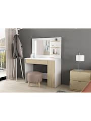 Kids Avenue White or Natural Oak Trasman Glamour Vanity Table With Mirror and Lights - Image 1 of 5