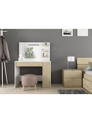 Kids Avenue White or Natural Oak Trasman Glamour Vanity Table With Mirror and Lights - Image 2 of 5