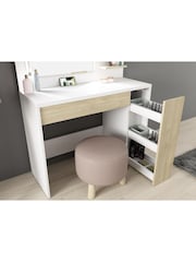 Kids Avenue White or Natural Oak Trasman Glamour Vanity Table With Mirror and Lights - Image 3 of 5