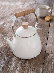 Garden Trading Warm White Enamel Stove Kettle - Image 1 of 3