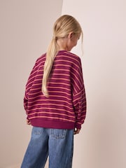 Burgunderrot gestreift - Gemütliches, geripptes Oversize-Sweatshirt (3 – 16 Jahre) - Bild 4 von 8