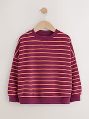 Burgunderrot gestreift - Gemütliches, geripptes Oversize-Sweatshirt (3 – 16 Jahre) - Bild 5 von 8