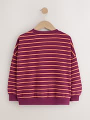 Burgunderrot gestreift - Gemütliches, geripptes Oversize-Sweatshirt (3 – 16 Jahre) - Bild 6 von 8