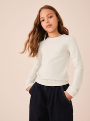 Кремово-бежевий - Лонгслів Seam Detail Top (3–16років) - Image 1 of 8