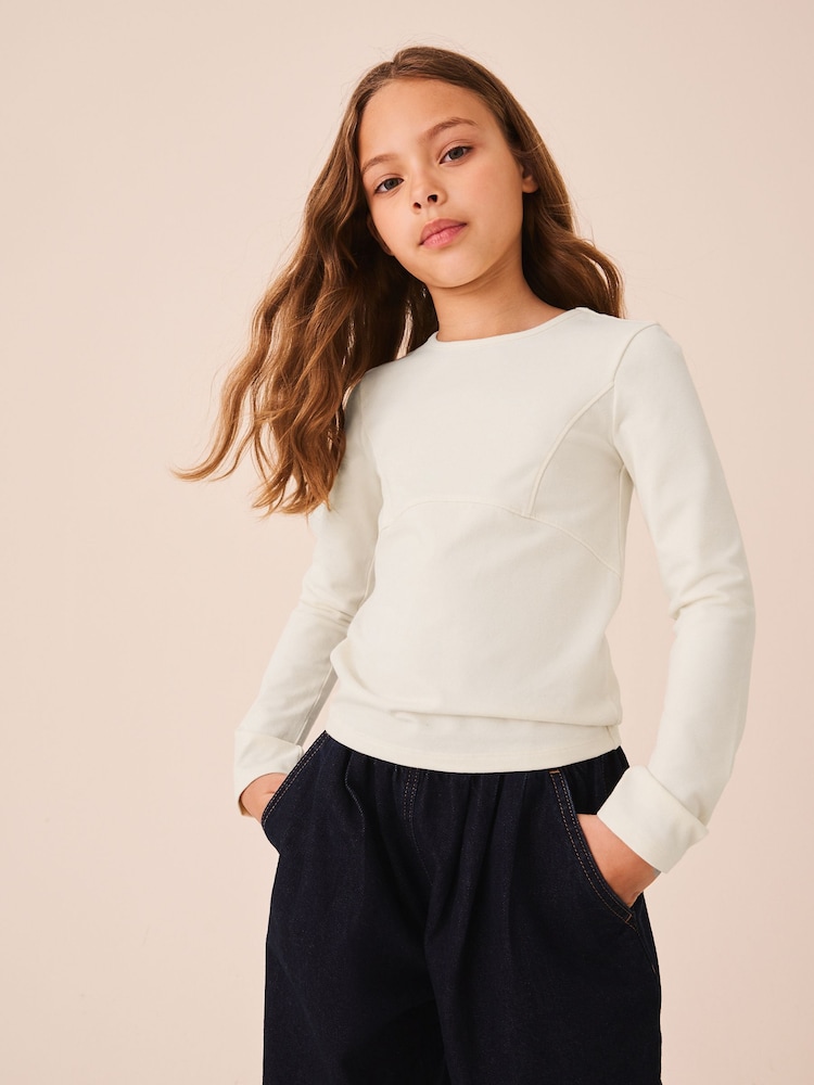 Кремово-бежевий - Лонгслів Seam Detail Top (3–16років) - Image 1 of 8