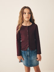 Berry Long Sleeve Ribbed Cardigan (3-16yrs) - Image 1 of 4