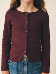 Berry Long Sleeve Ribbed Cardigan (3-16yrs) - Image 2 of 4
