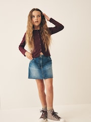 Berry Long Sleeve Ribbed Cardigan (3-16yrs) - Image 4 of 4