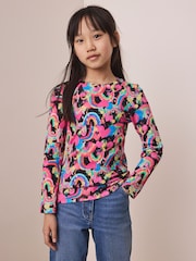 Bright Heart Rainbow Long Sleeve Ribbed Top (3-16yrs) - Image 1 of 8