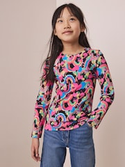 Bright Heart Rainbow Long Sleeve Ribbed Top (3-16yrs) - Image 2 of 8