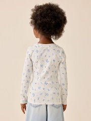 White Ditsy Floral Long Sleeve Ribbed Top (3-16yrs) - Image 3 of 8