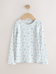 White Ditsy Floral Long Sleeve Ribbed Top (3-16yrs) - Image 5 of 8