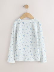 White Ditsy Floral Long Sleeve Ribbed Top (3-16yrs) - Image 6 of 8