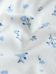 White Ditsy Floral Long Sleeve Ribbed Top (3-16yrs) - Image 7 of 8