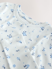 White Ditsy Floral Long Sleeve Ribbed Top (3-16yrs) - Image 8 of 8