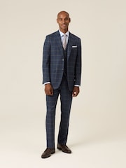 Skopes Blue Meredith Tailored Fit Suit Jacket Windowpane Check - Image 4 of 7