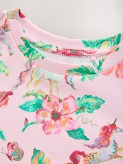 Pink Unicorn Long Sleeve Ribbed Top (3-16yrs) - Image 3 of 4