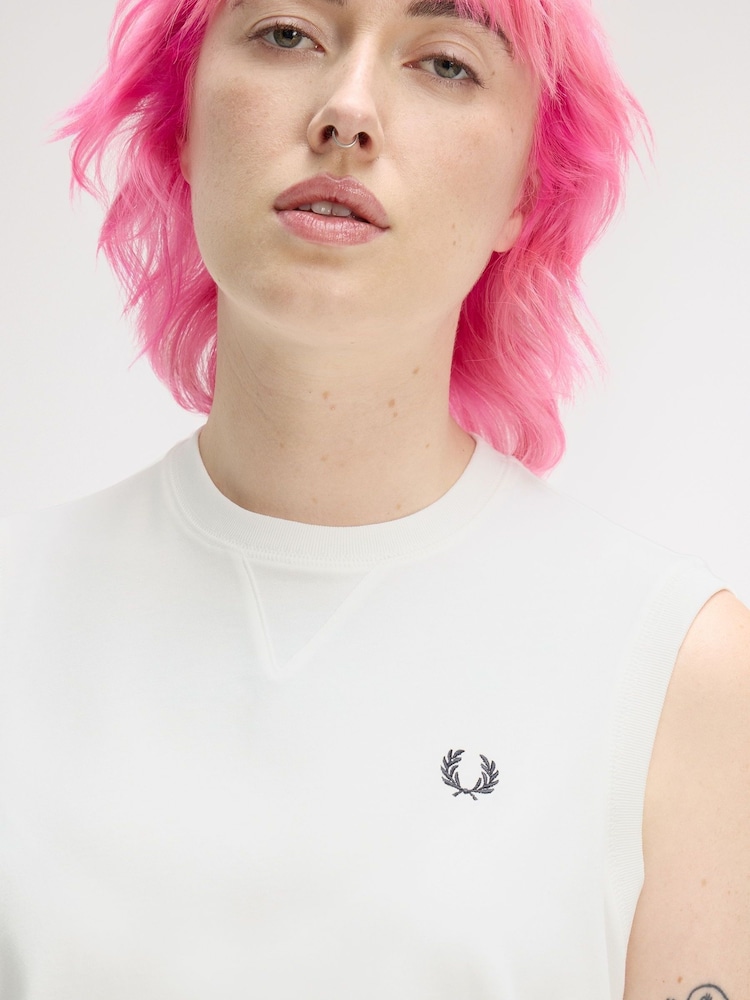 Fred Perry White Peached Jerey Tank Top - Image 3 of 3