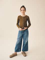 Olive Green Long Sleeve Ribbed Cardigan (3-16yrs) - Image 1 of 4