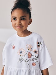 White Floral Embroidered Peplum T-Shirt (3-16yrs) - Image 4 of 4