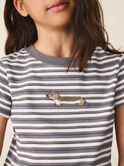 Gris Rayas Perro - Camiseta con cuentas (3-16 años) - Imagen 4 de 8