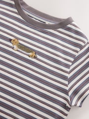 Gris Rayas Perro - Camiseta con cuentas (3-16 años) - Imagen 7 de 8