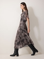 Jigsaw Grey Antique Floral Midi Dress - Image 3 of 4