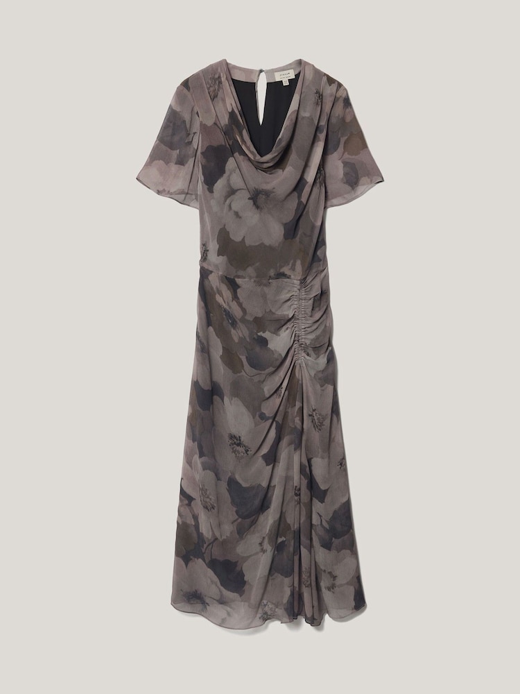 Jigsaw Grey Antique Floral Midi Dress - Image 4 of 4 Jigsaw Grey Antique Floral Midi Dress - Image 4 of 4
