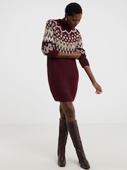 JD Williams Purple Fairisle Jumper Dress - Image 1 of 4