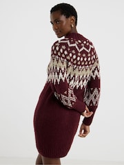 JD Williams Purple Fairisle Jumper Dress - Image 2 of 4