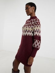 JD Williams Purple Fairisle Jumper Dress - Image 3 of 4