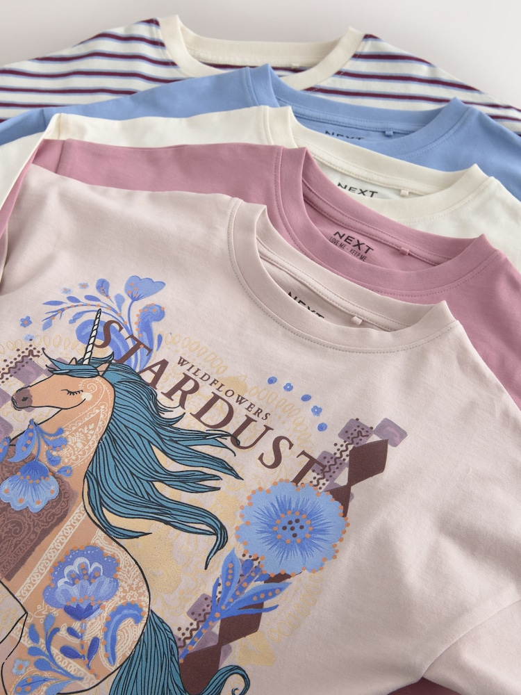 Lilac Purple Unicorn Long Sleeve T-Shirts 5 Pack (3-16yrs) - Image 9 of 9