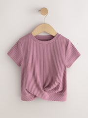 Pink/White Ribbed Wrap Front 2 Pack T-Shirt (3-16yrs) - Image 6 of 11