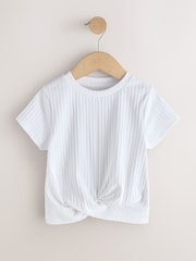 Pink/White Ribbed Wrap Front 2 Pack T-Shirt (3-16yrs) - Image 7 of 11