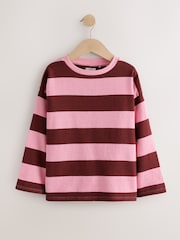 Pink/Brown Stripe Long Sleeve Textured Tops 2 Pack (3-16yrs) - Image 2 of 6